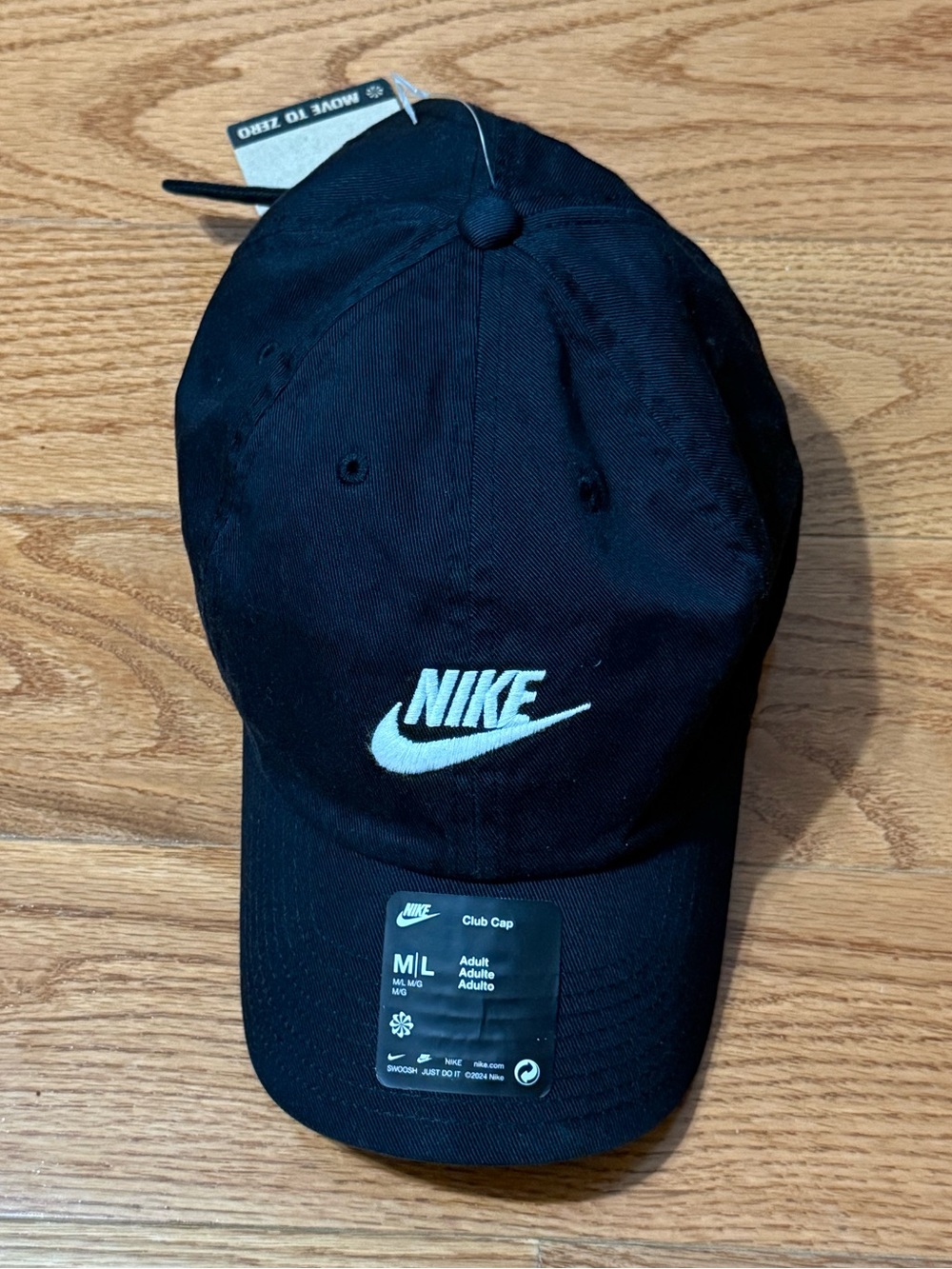 Nike Club Unstructured Futura Wash Strapback Black Hat - Size M/L